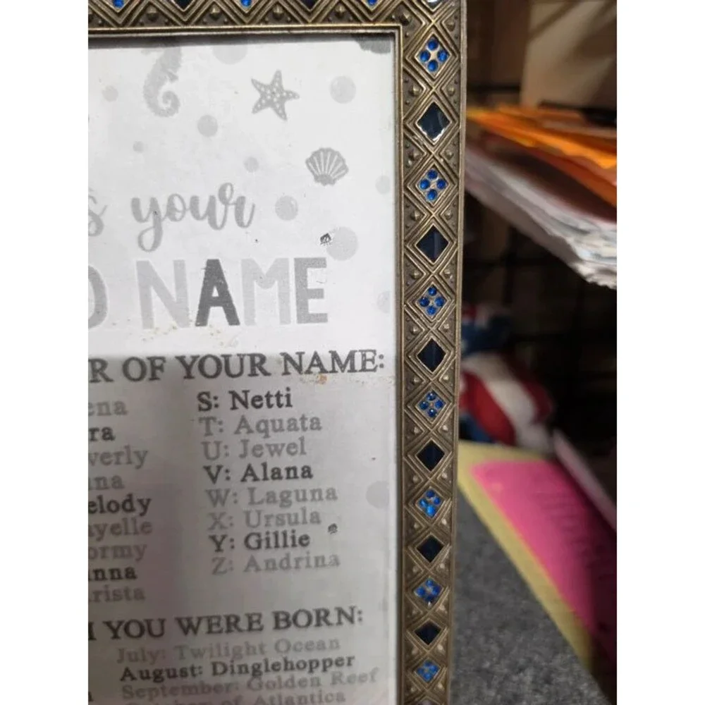 Vintage jeweled frame with mermaid info 8x10